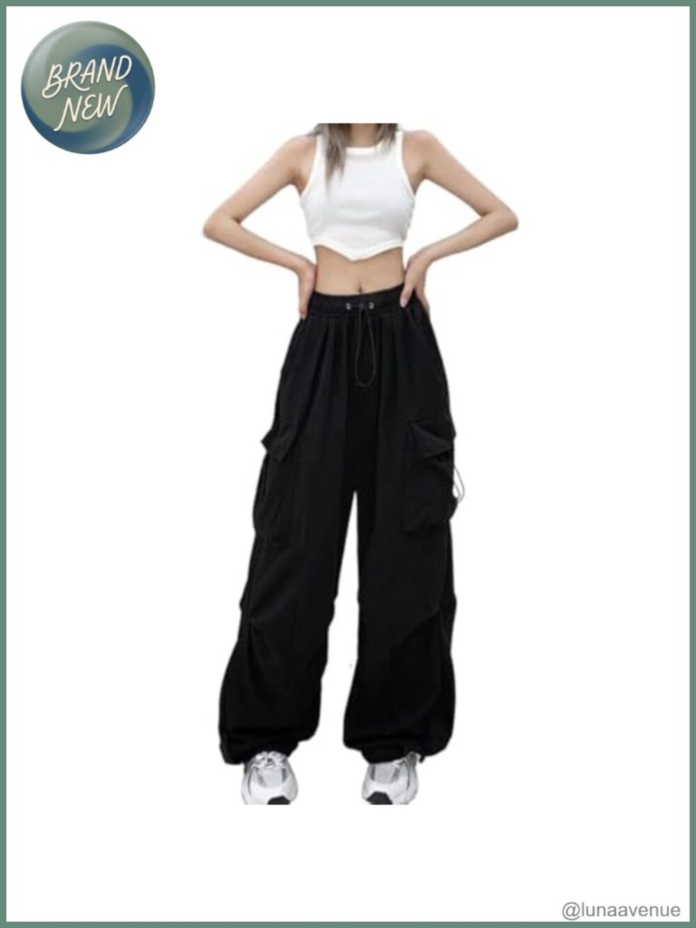 Y2K Cargo Pants Women Baggy Parachute Pants Loose Fit Multi Pockets